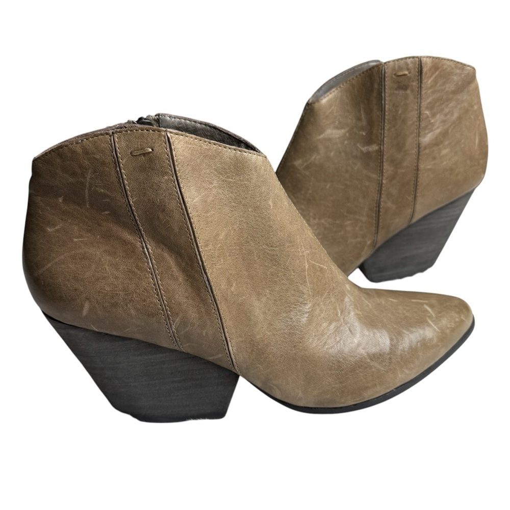 EILEEN FISHER Ankle Boot Womens 11 Tan Leather Side Zip 3” Heel MSRP: $228 READ - Picture 11 of 11